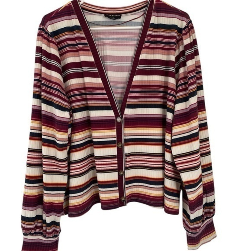 Lane Bryant naval striped v neck buttoned light weight cardigan in size 22/24